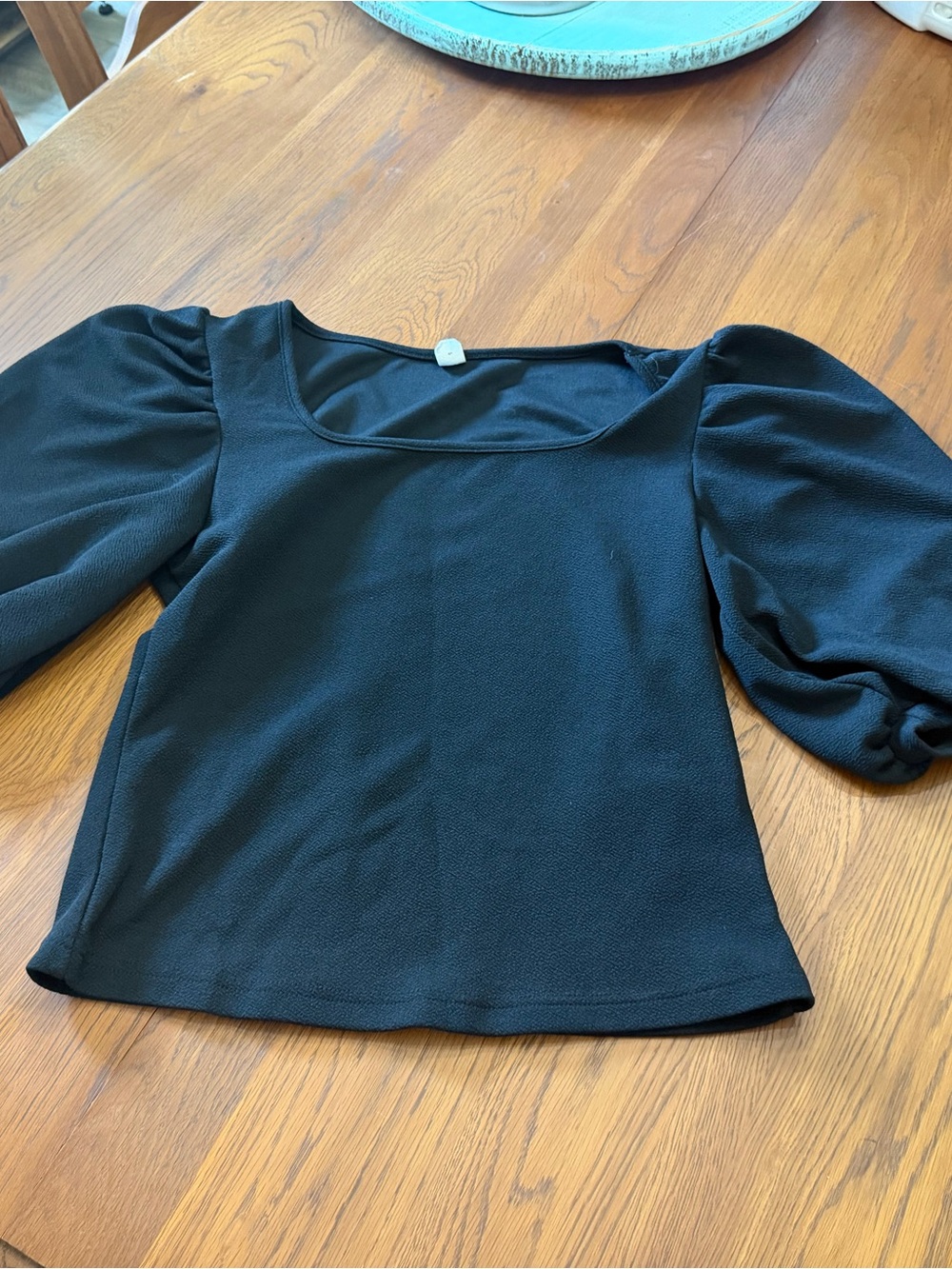 H&M Black Square Neck Puff Sleeve Top size large